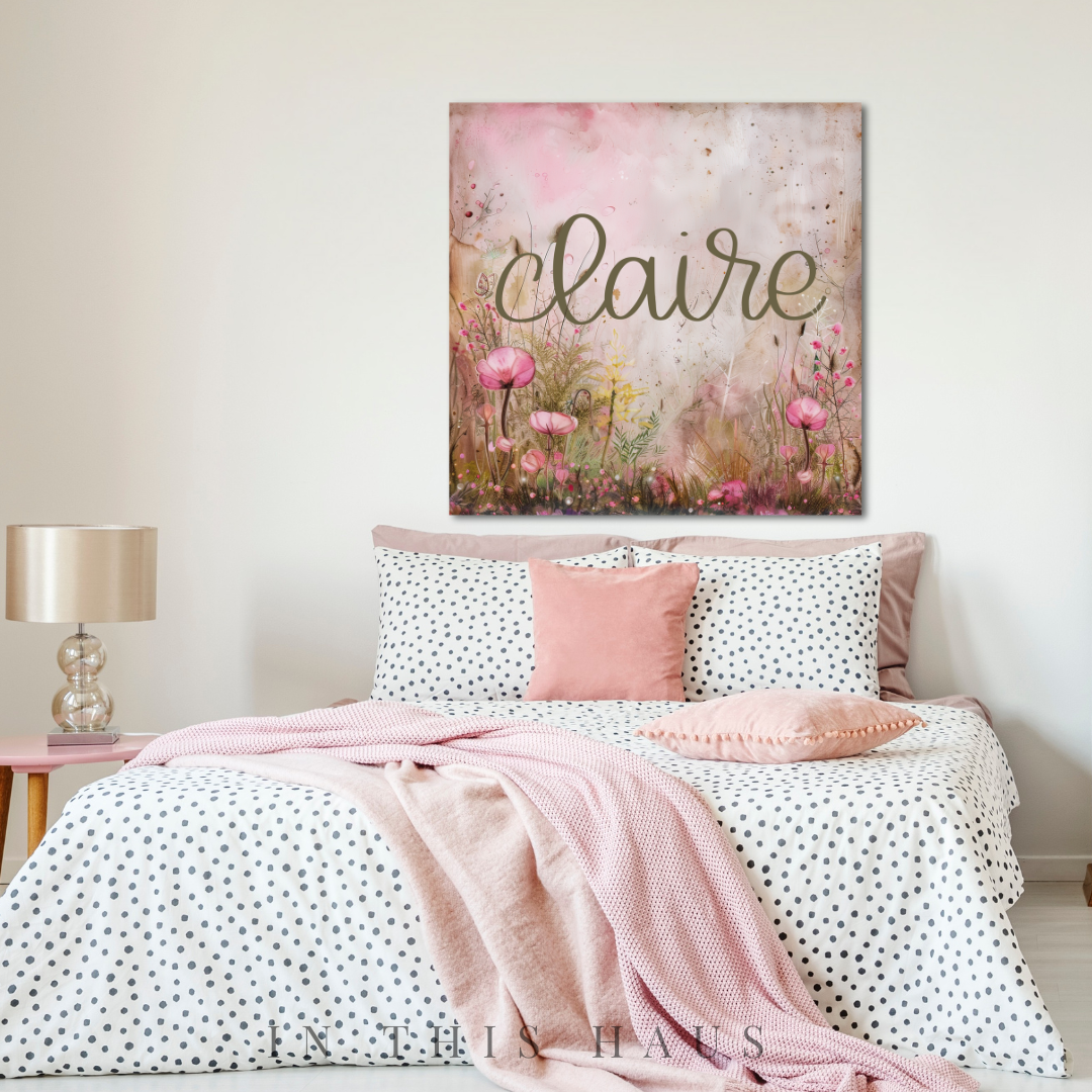 Watercolor Name Canvas | Personalized Botanical Art