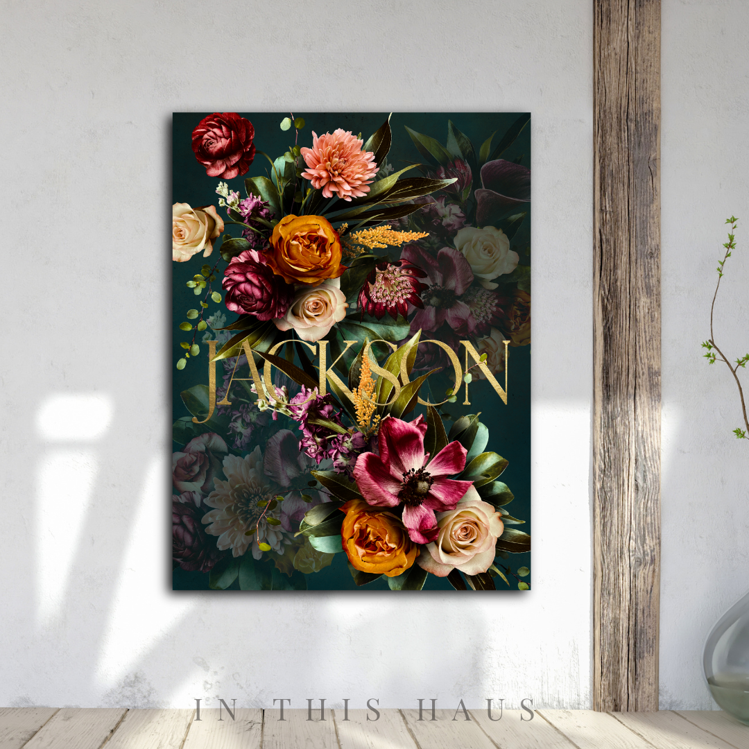 Modern living room paired with the Jackson Floral Canvas for a sophisticated accent.