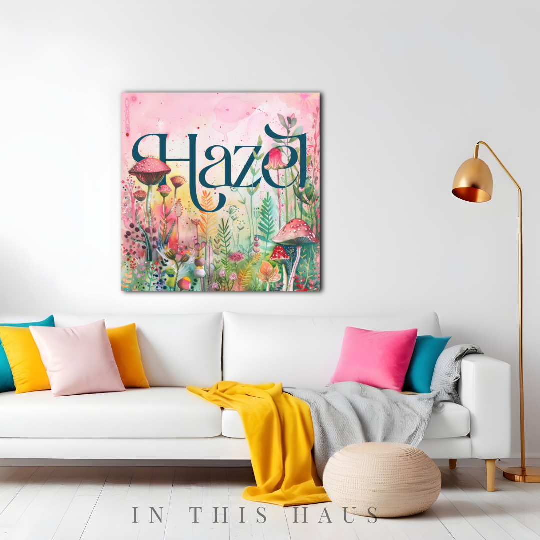 Personalized Whimsical Art Canvas | Hazel Custom Name Wall Decor