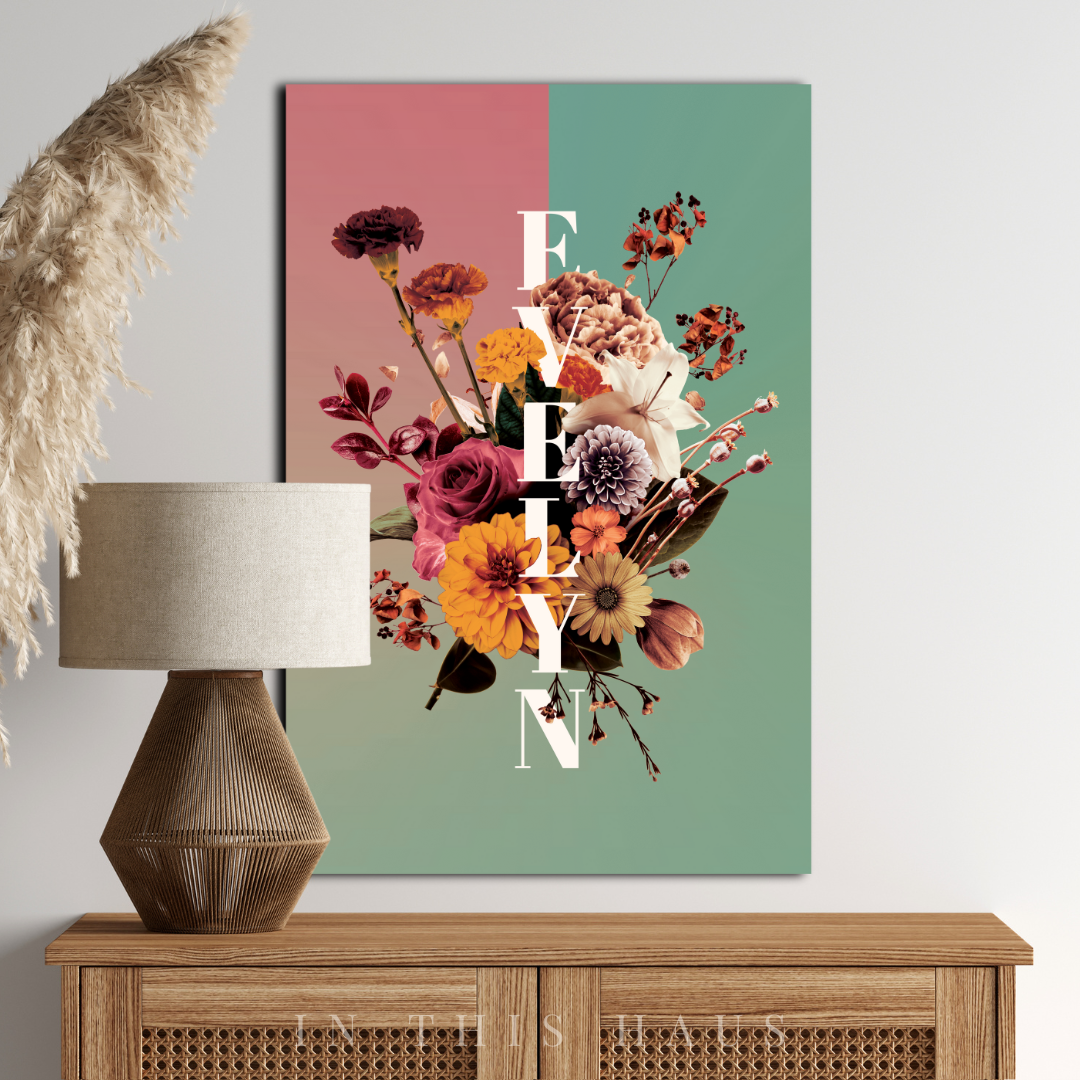 Evelyn Floral Name Canvas | Personalized Name Wall Art