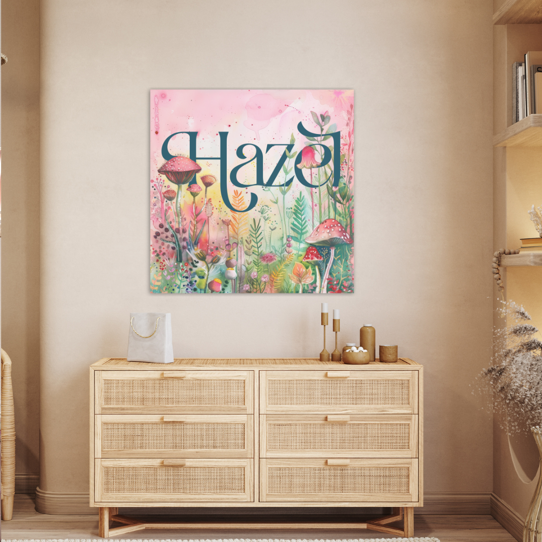 Personalized Whimsical Art Canvas | Hazel Custom Name Wall Decor