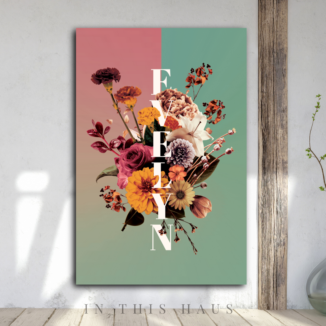 Evelyn Floral Name Canvas | Personalized Name Wall Art