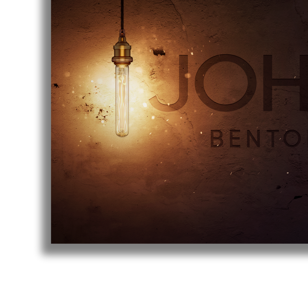 Custom family name sign with a warm industrial design and modern typography