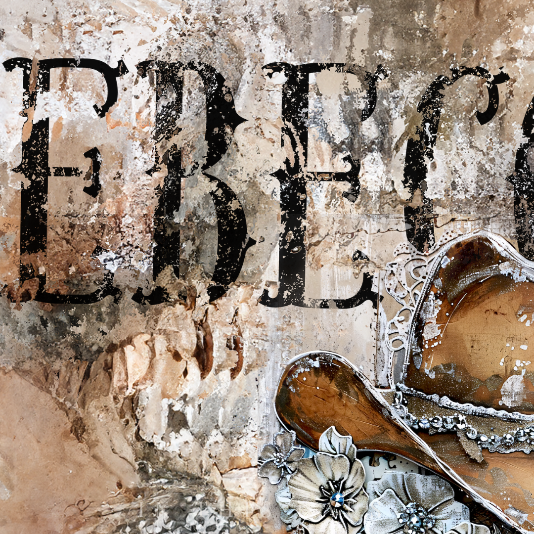 Personalized Name Western Canvas | Rebecca Rustic Cowgirl Hat Design