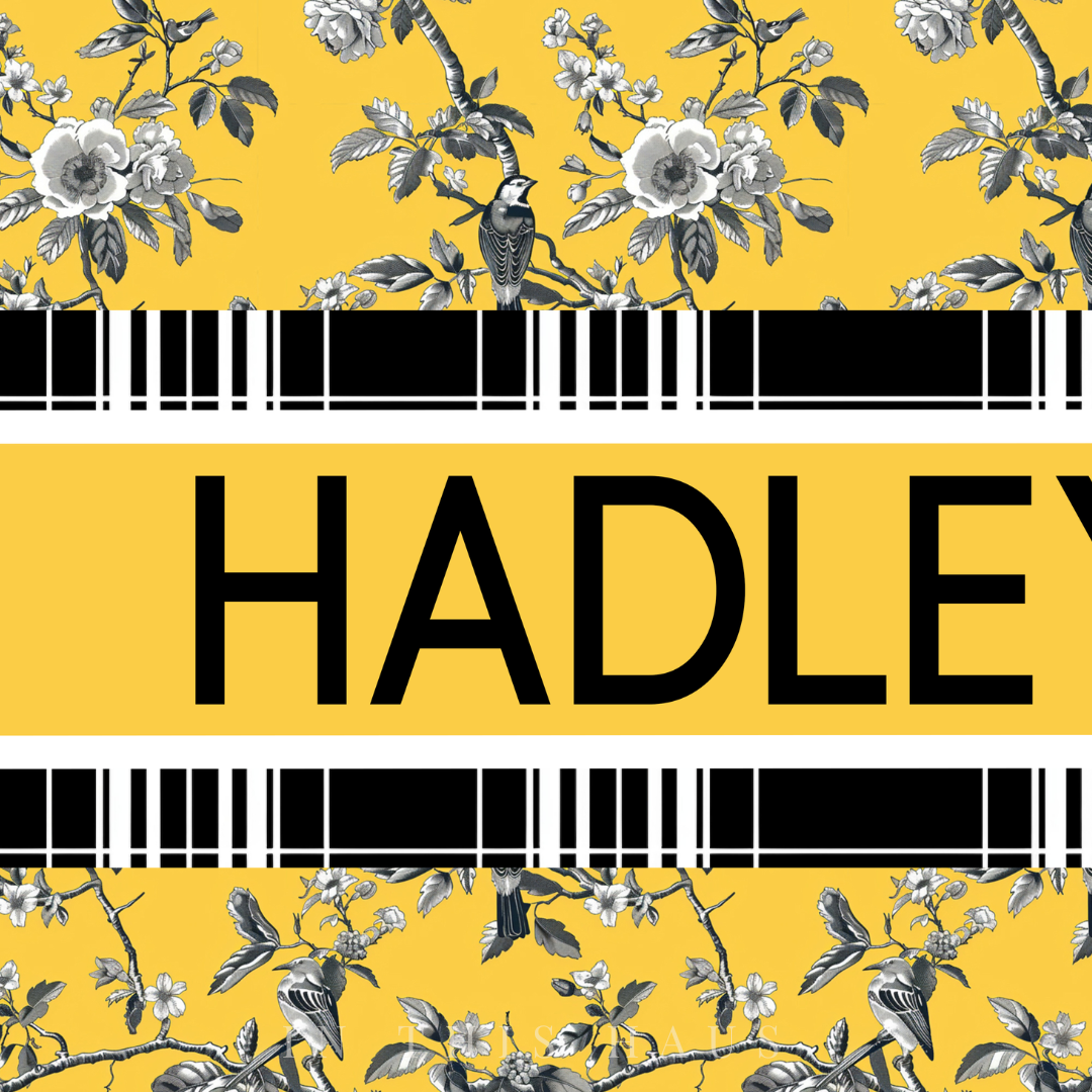 Yellow Toile Canvas - Hadley Mae Personalized Floral Wall Art
