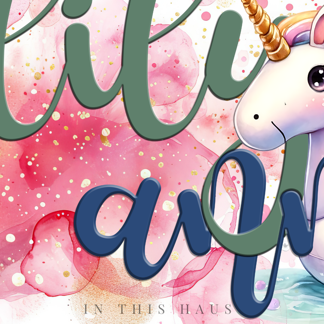 Personalized Kids Canvas - Lily Anne Unicorn and Turtle Design