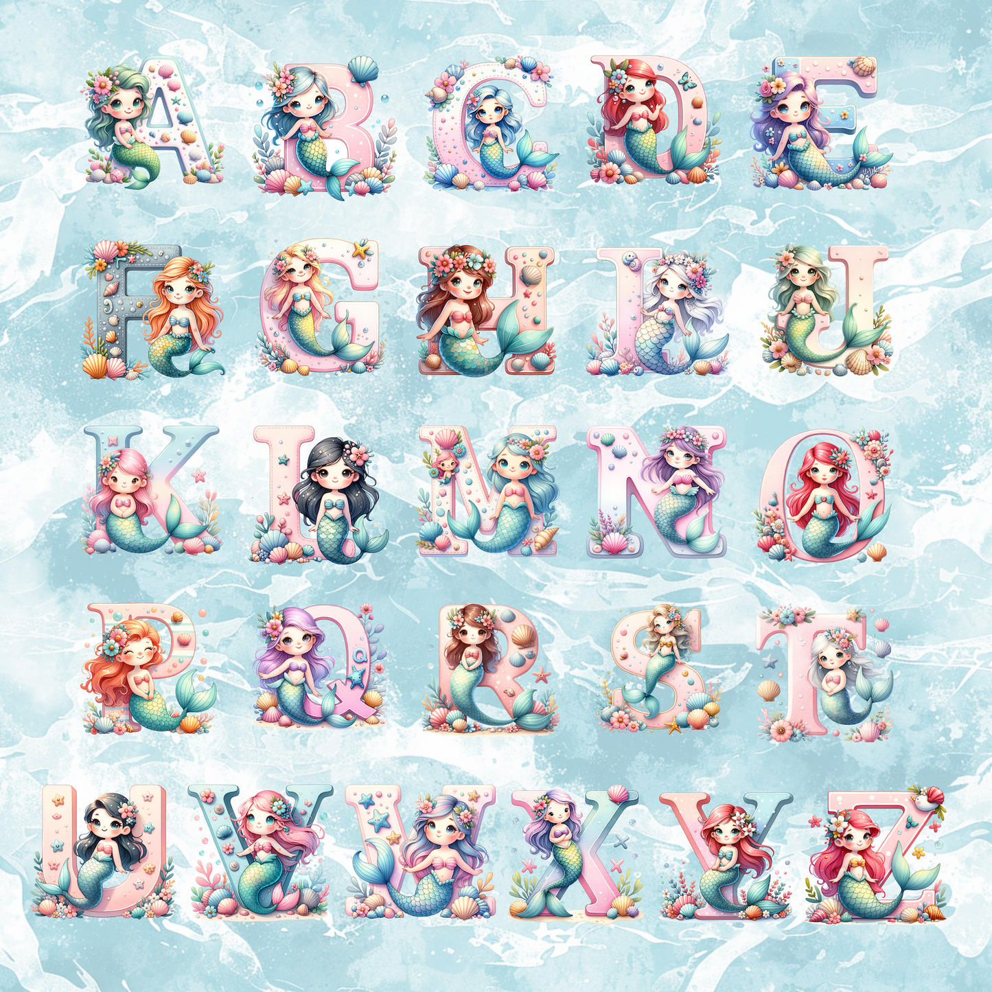 Personalized Mermaid Canvas | Ocean-Themed Name Art for Kids