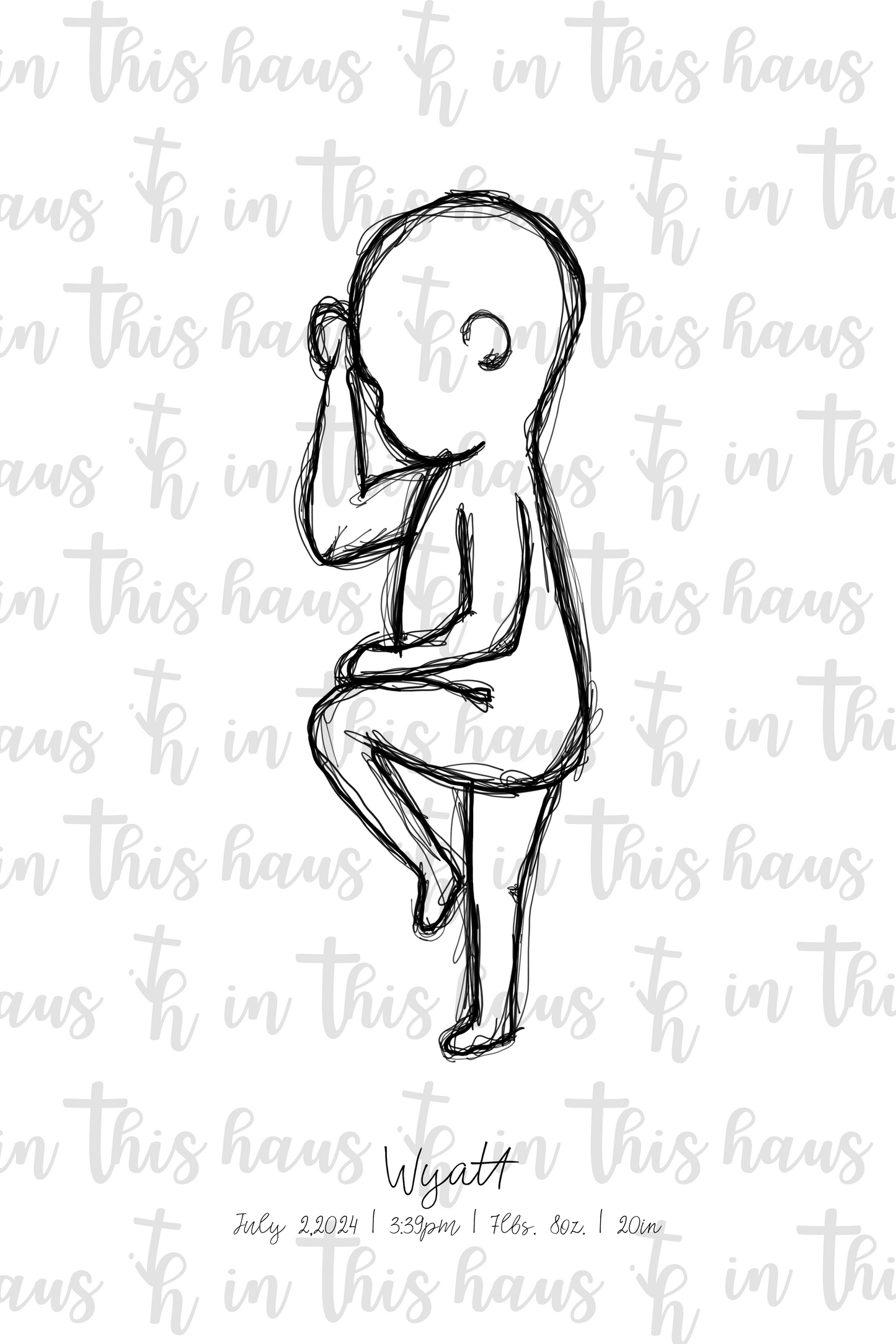 1:1 Boy Birth Stat Canvas