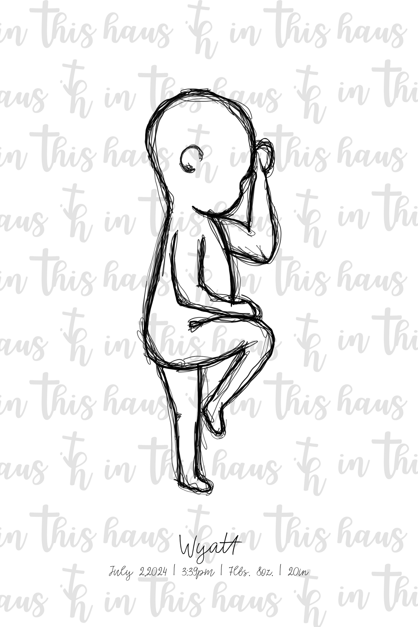 1:1 Boy Birth Stat Canvas