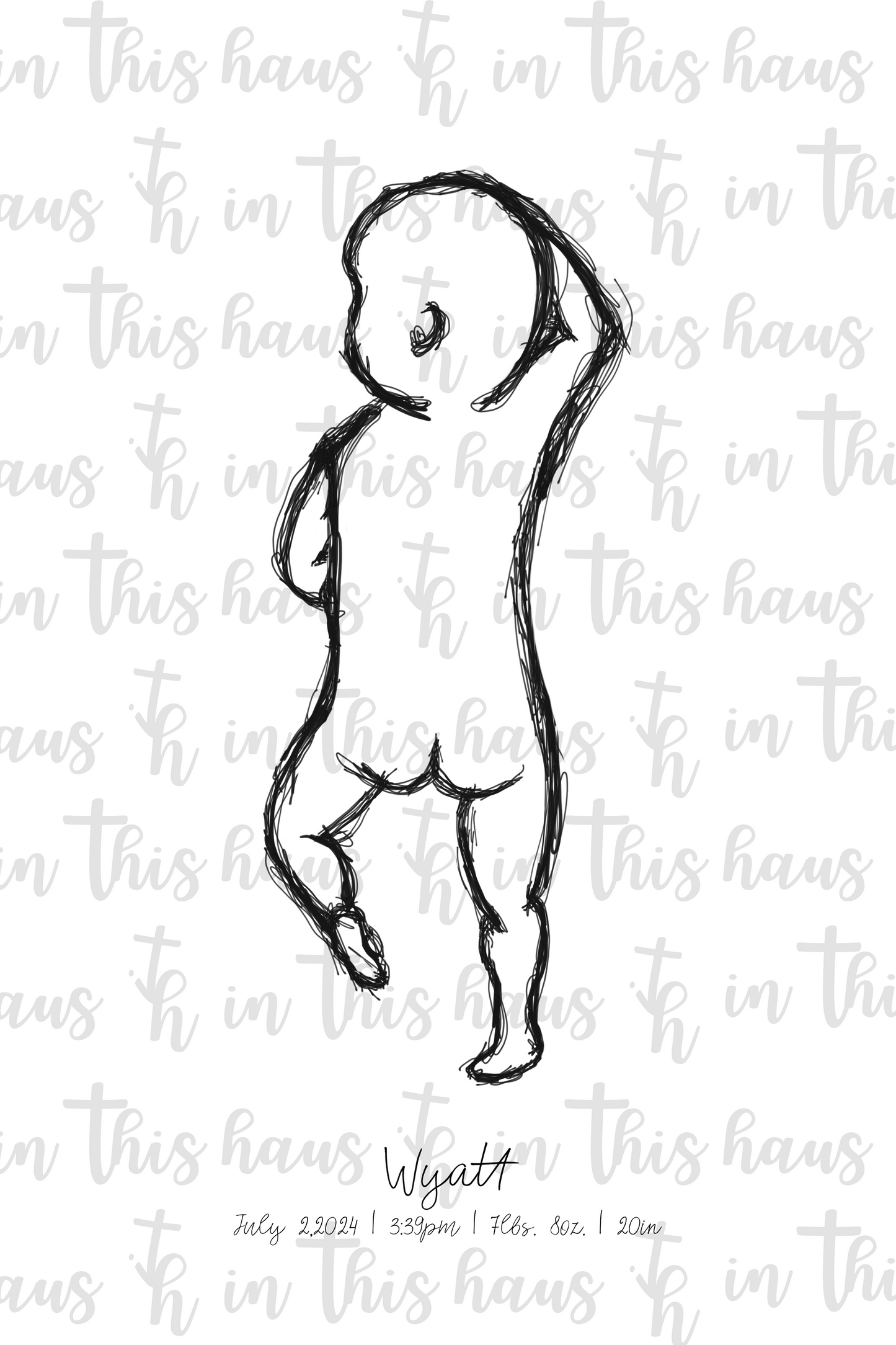 1:1 Boy Birth Stat Canvas