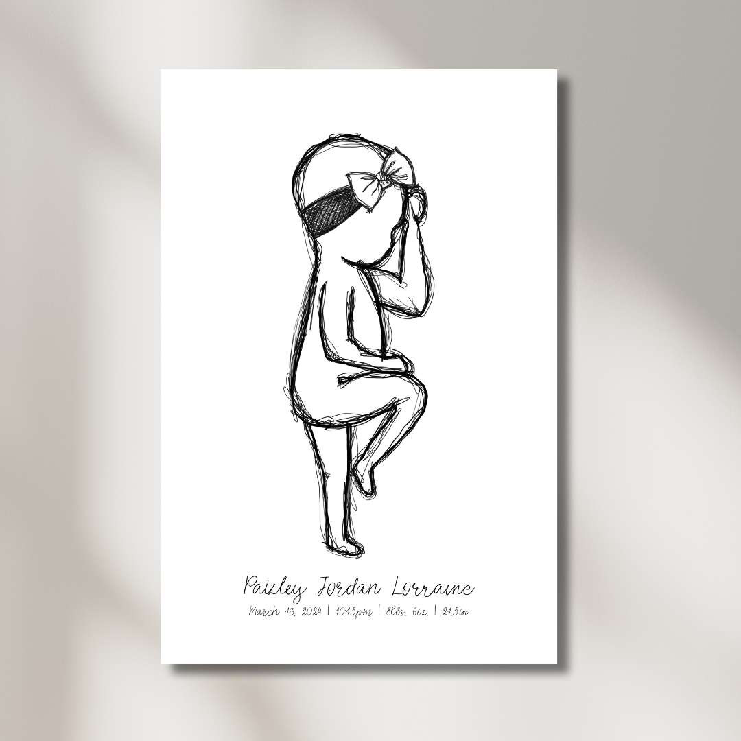 1:1 Girl Birth Stat Canvas