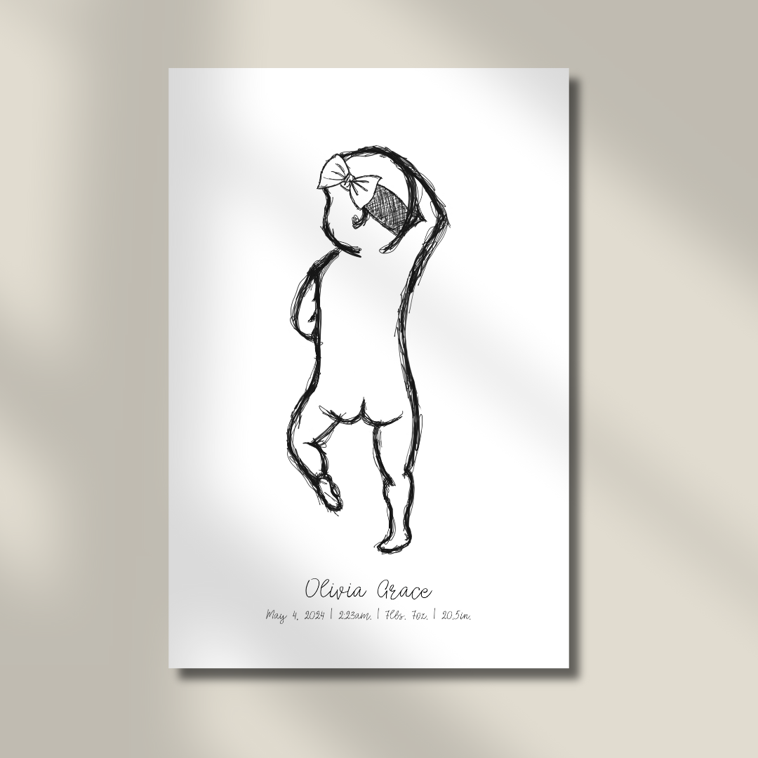 1:1 Girl Birth Stat Canvas
