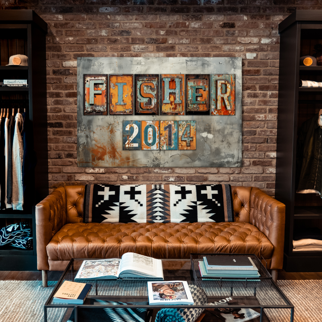 Industrial Name Canvas Collection | Custom Rustic Metal Wall Art