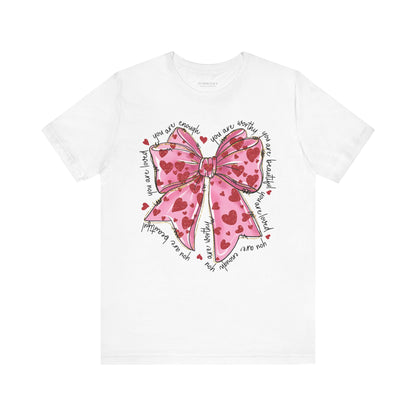 Trendy love-themed T-shirt for holiday wear.
