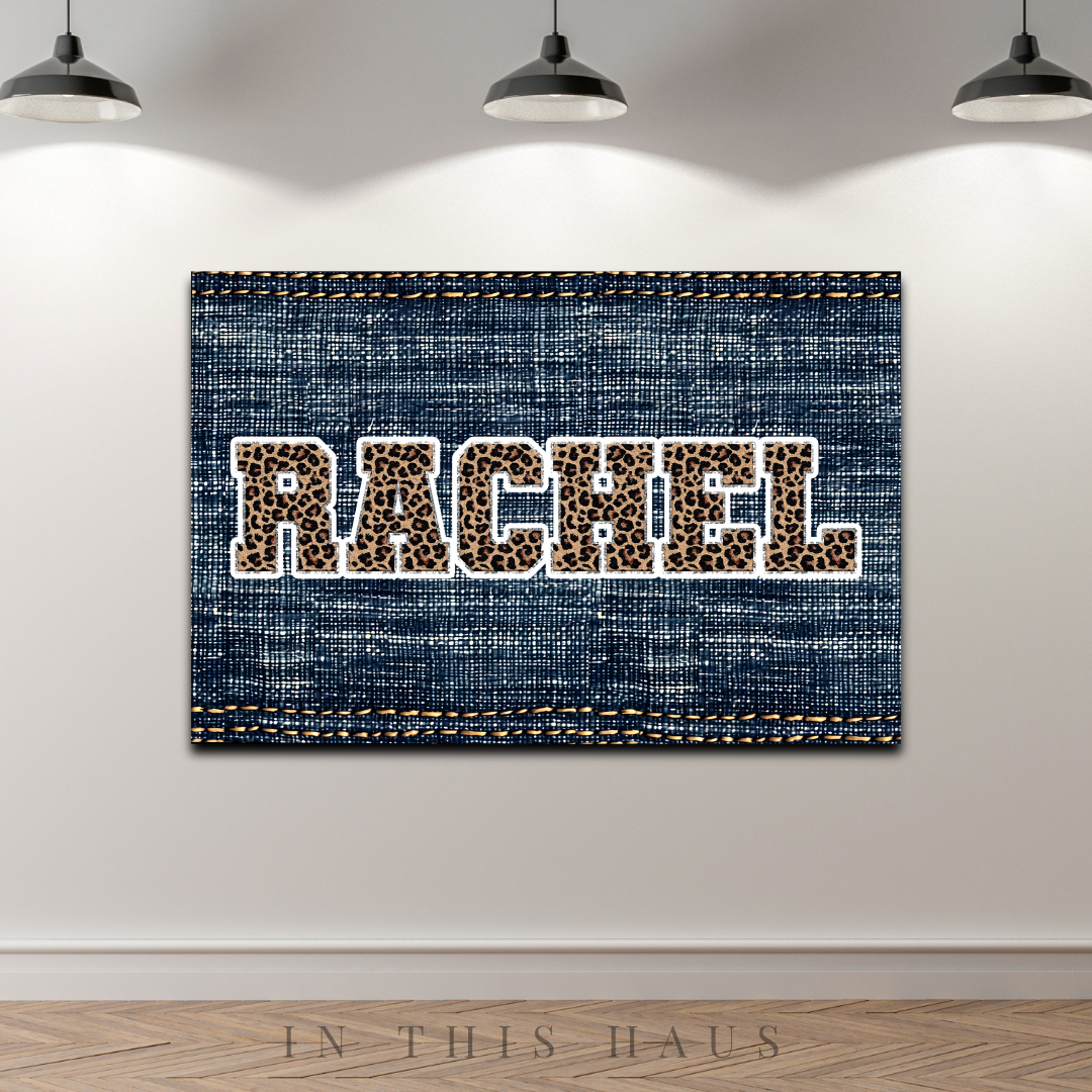 Chenille Patch Custom Name Canvas | Rachel Personalized Wall Art