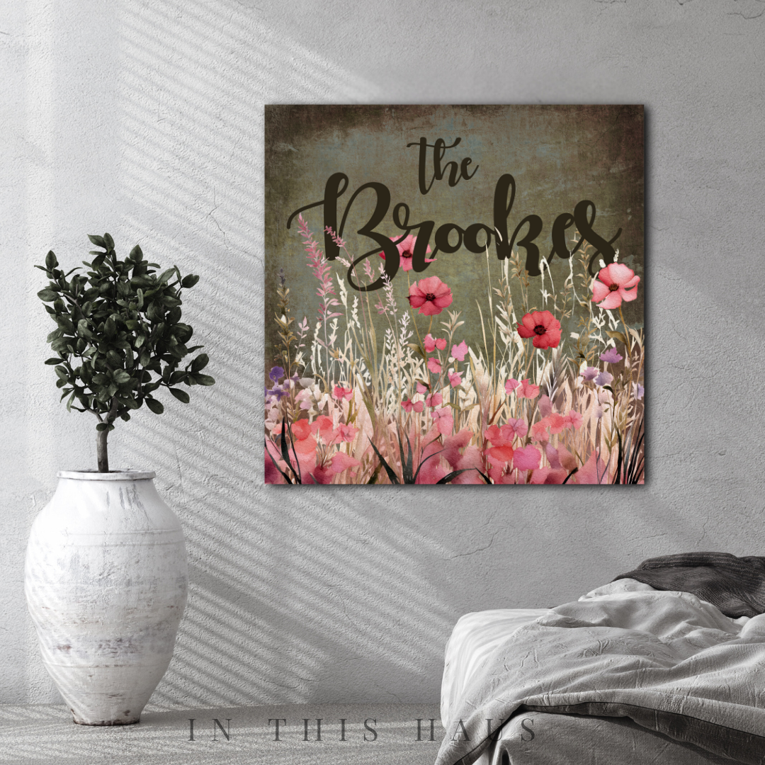 Side view showcasing the 1.25-inch depth and polished edges of the Floral Canvas.