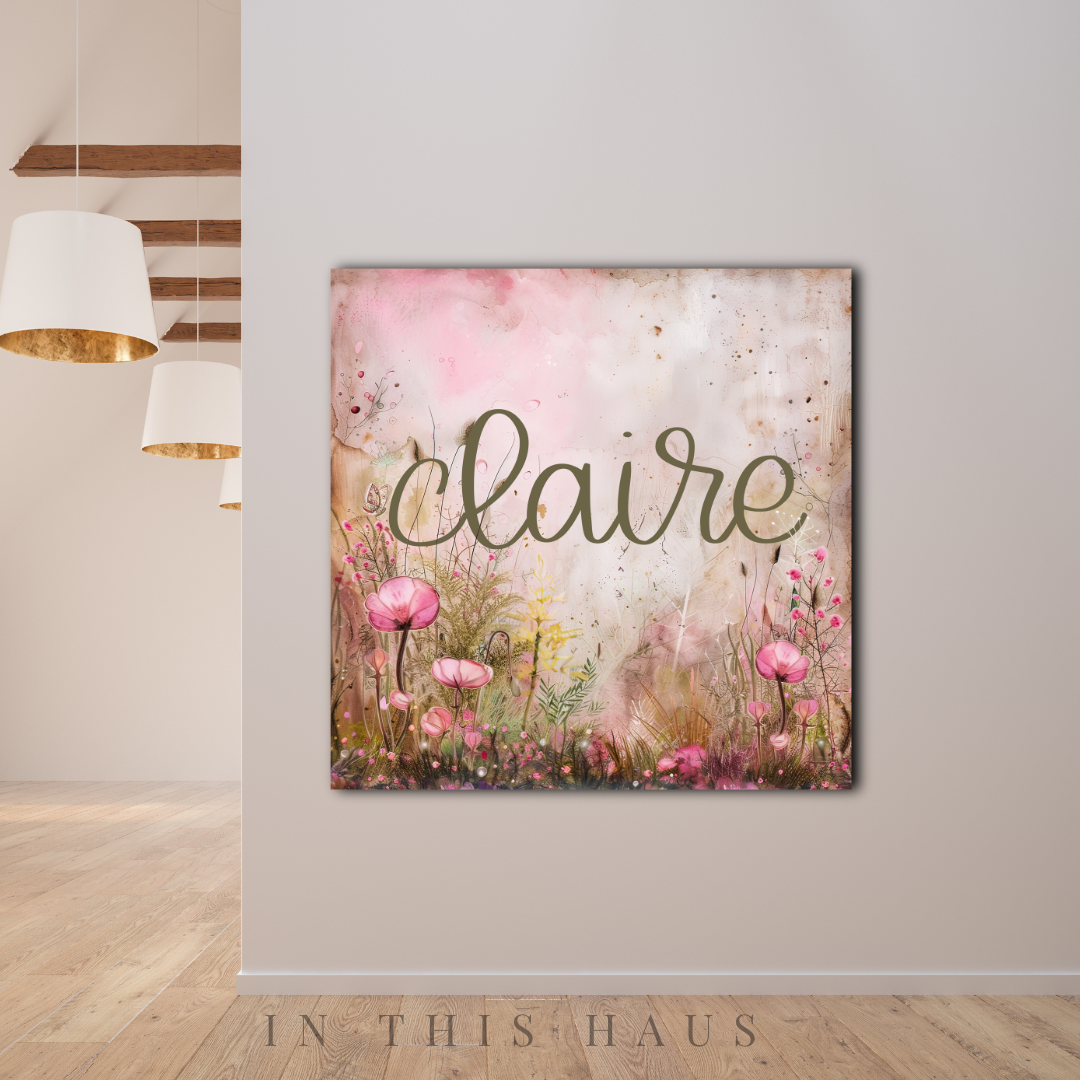 Watercolor Name Canvas | Personalized Botanical Art