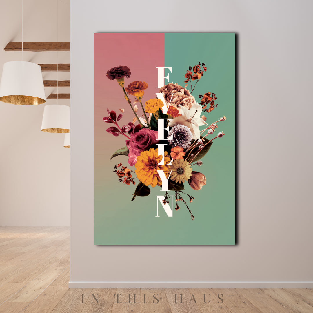 Evelyn Floral Name Canvas | Personalized Name Wall Art