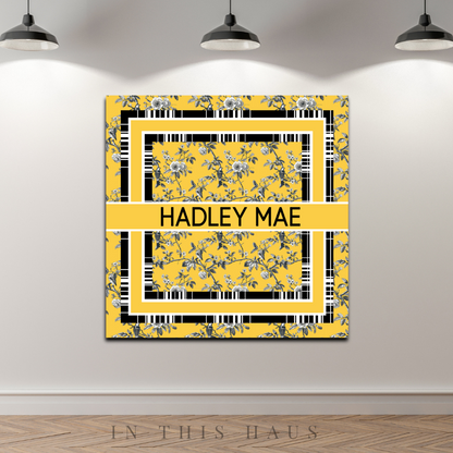 Yellow Toile Custom Canvas | Hadley Mae Personalized Wall Art