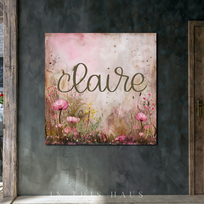 Watercolor Name Canvas | Personalized Botanical Art