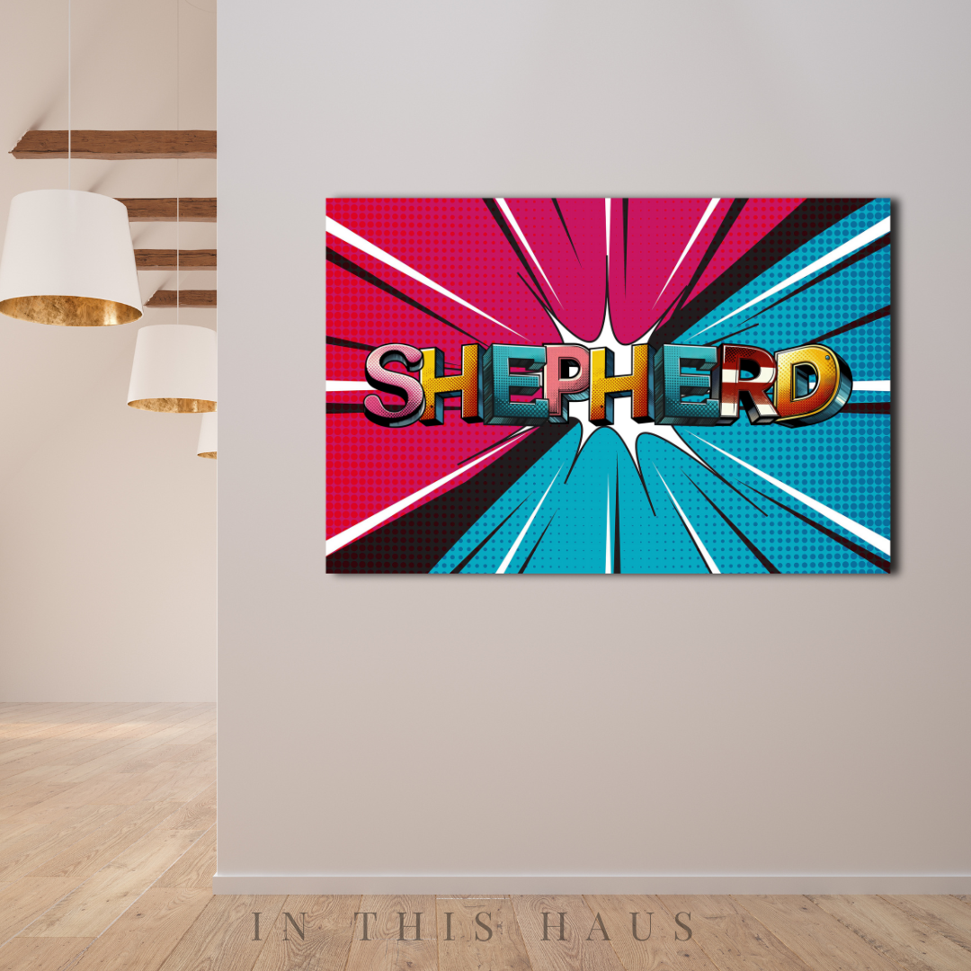 High-quality canvas print with comic book explosion effect.