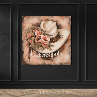 Bedroom decor featuring the Cassidy Western Canvas above the bed for a rustic touch.
