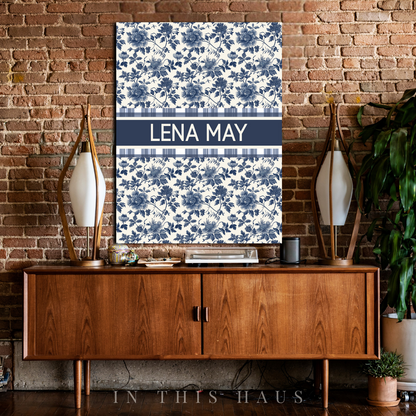 Blue Toile Custom Canvas | Lena May Personalized Wall Art