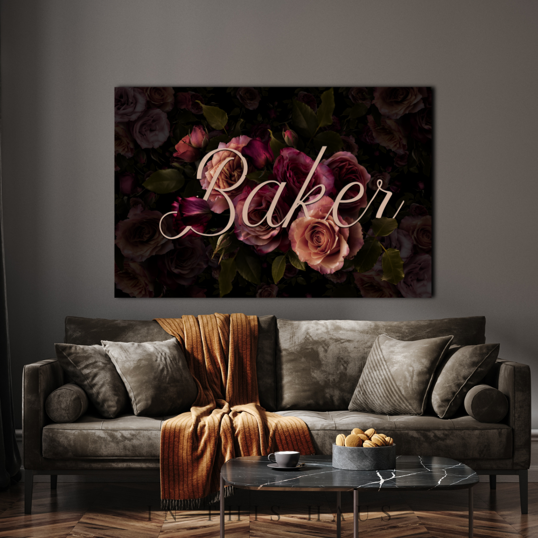 Personalized Last Name Sign | Elegant Floral Canvas