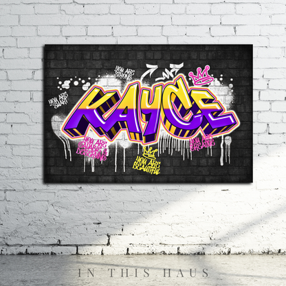 Gift-ready packaging for the Kayce graffiti canvas, perfect for teens or street art lovers.