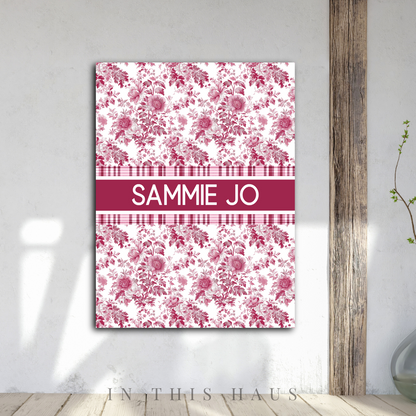 Elegant vintage-inspired floral name art for custom nursery or home design

