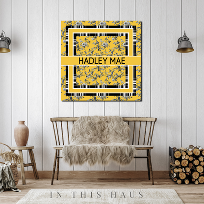 Yellow Toile Custom Canvas | Hadley Mae Personalized Wall Art