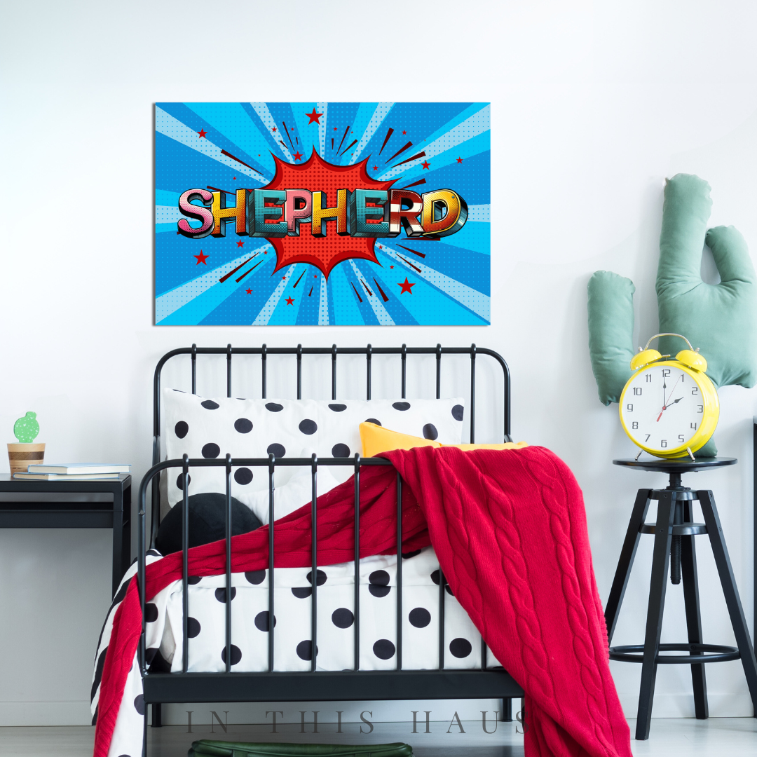 Red & Blue Comic Custom Printable | Personalized Name Wall Art