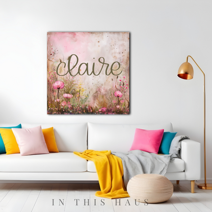 Watercolor Name Canvas | Personalized Botanical Art
