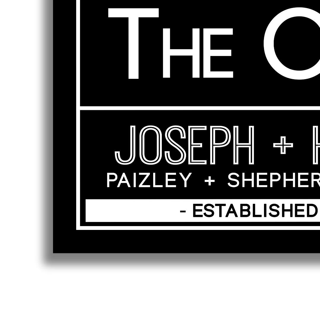 Sleek family name canvas with modern typography and personalized details for The Craigens
