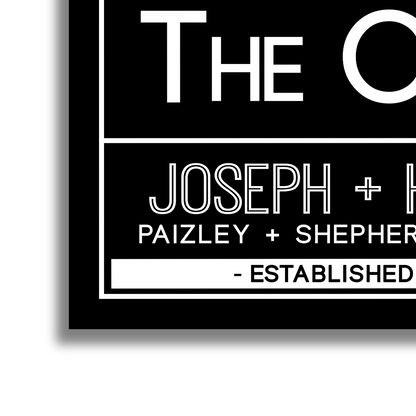 Sleek family name canvas with modern typography and personalized details for The Craigens
