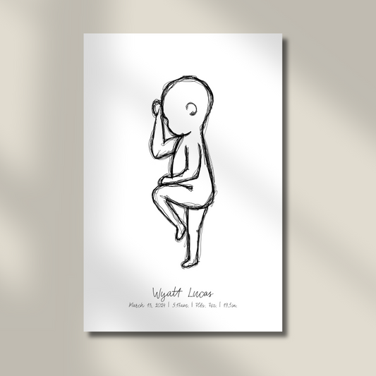 1:1 Boy Birth Stat Canvas